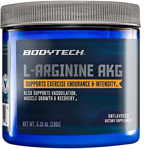 BodyTech L-Arginine AKG 3000MG - Supports Exercise Endurance & Intensity, Muscle Growth & Recovery, Vasodilation, Nitric Oxide (6.35 Ounce Powder)