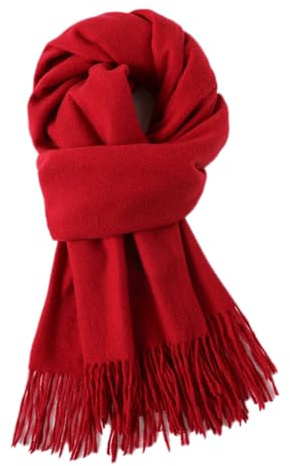 200cm x 68cm Damen Winter Warmer Schal mit Quasten,Fransenschal Pashmina Scarves Fransentücher Damentuch Stola Halstuch für Tägliches Tragen Outdoor Aktivitäten Radfahren Spaziergang,Weinrot B