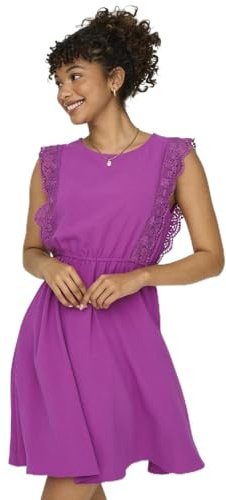 Only Onlmette Life SL Lace Dress Wvn - Abito Estivo da Donna, Lilla, M