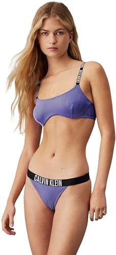 Calvin Klein Donna Top Bikini Bralette a Costine, Blu (Sapphire Blue), XS