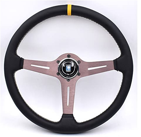 Volante Sportivo Auto,Volante A Calice Volante della deriva alla deriva della vera auto da corsa 380mm / 15 pollici Decorazione (Color : Brown)