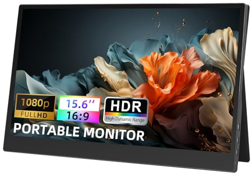 Zedify 15.6 FHD 1920X1200 1080P IPS Portable Gaming Monitor, Second External Display, USB/Type C/mini HDMI, Built in Dual Speaker, w/Smart Cover for Xbox, PS5/4/3, Laptops, Desktop, Phone
