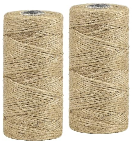 StiVerse 2 PCS Jute-Schnur, 200M Braun Juteschnur,1.5MM Packschnur Geschenk-Band Bastelschnur Dekokordel, Geschenkverpackung, Natur Jute Kordel für DIY Kunstgewerbe Gartenarbeit - Jute Twine