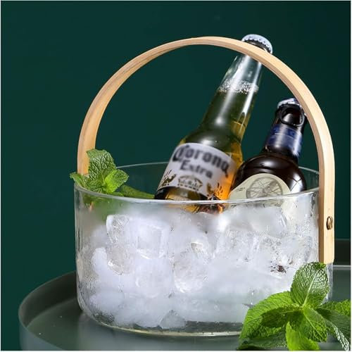 Eiskübel Getränkekühler Glas Eiskübel Champagnerkübel Kreativer Eisbehälter Eisbierkübel mit Griff Eiskübel 1,4/2. 4L Cooler Bucket Bar Eiskübel Getränkebehälter,L