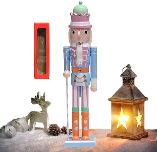 Casse-noisette de Noël en bois - 50 cm - Décorations de Noël colorées - Fournitures de vacances pour table et bureau