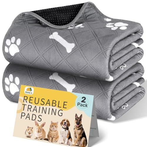 Gimars 2 Pezzi 【120×90 cm】Tappetini Lavabili per Cani, Tappetino per Addestramento Riutilizzabile, Assorbente, Antiscivolo e A Prova di Perdite, Ideale per Cuccioli, Cani Anziani o Incontinenti