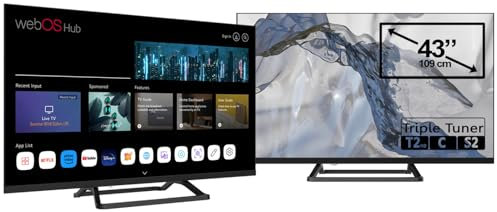 JTC-24 Rahmenloser 43 (43 Zoll / 109 cm) FHD Smart TV JTCS43F39432FLW, webOS Betriebssystem, Triple Tuner (DVB-T2,-S2,-C)
