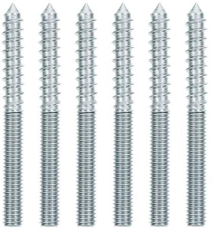 20 Stück Stockschrauben M6 x 60mm, Torx Doppelkopfschrauben, Doppelseitige Stockschrauben Holzschrauben, Doppelgewindeschrauben aus Kohlenstoffstahl(M6x60mm)