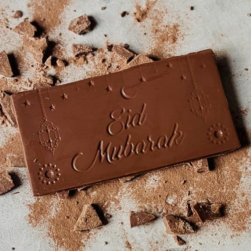 Peacock Supplies Eid Mubarak Chocolate Bar | Milk Chocolate Party Treat or Gift | Elevate Your Eid Celebration | Small Size is Perfect for Kids Party Bags or Adults Favours | Beautiful Decorations
