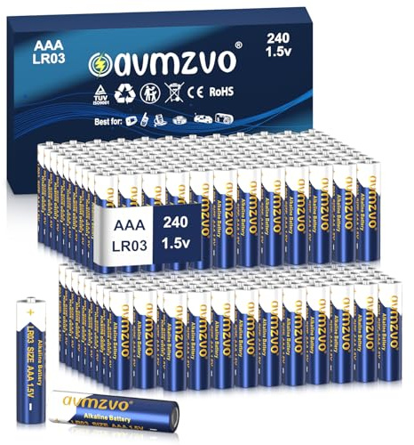 avmzvo Pilas AAA de 240 unidades, pilas LR03 de 1,5 V, alcalinas, de larga duración, potente, se pueden utilizar para juguetes, despertador y otros dispositivos electrónicos