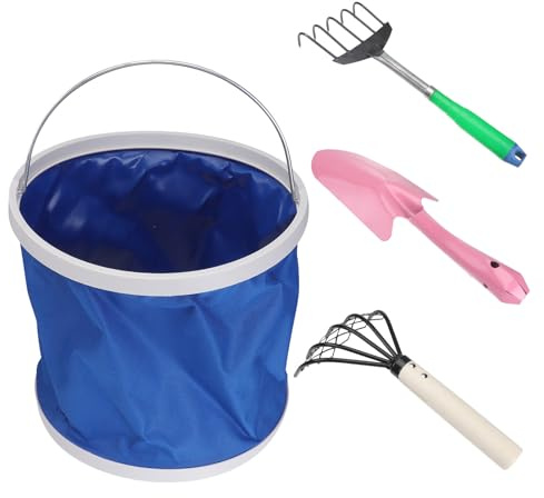 ifundom Râteau à 5 Griffes en Acier Inoxydable avec Manche en Bois, Outil de Jardinage Portable pour Ameublir la Terre, Râteau à Creuser la Plage Multifonction pour Ramassage