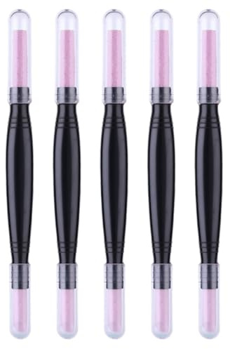Uonlytech Lot de 5 Polisseuses à Double Tête pour Ongles et Cuticules en Pp, Stylo de Pédicure Multifonction pour Manucure et Nettoyage des Ongles