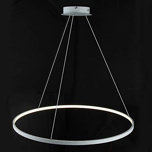NOKXDKJWT Kreis-LED-Pendelleuchte, moderner Metall-Acryl-Hängeleuchter, verstellbare Insel-Hängelampe für Wohnzimmer, Küche, Schlafzimmer, Weiß + Warmweiß, 40 cm, 25 W