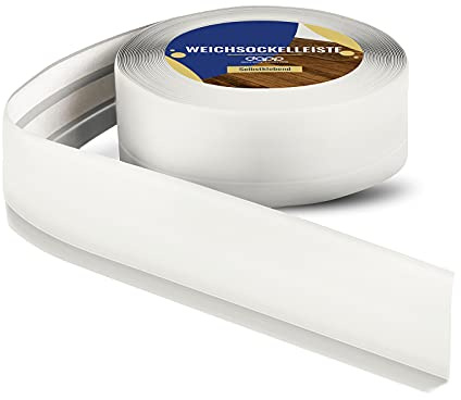 DQ-PP mjuk sockellist | 20 m | grå | 50 x 15 mm | PVC | självhäftande | böjvinkel golvlister gummilist, golvlist, vinkelprofil avslutande list golvlist