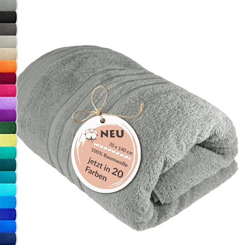 Lashuma Duschtuch 70x140 cm Grau - Stein, London Herren Badehandtuch 100% Baumwolle