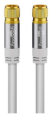 goobay 70606 Antennenkabel 3m / F Stecker auf F Stecker/SAT Kabel 135 dB Koaxialkabel OFC Satellitenkabel / 4fach geschirmt TV Kabel/Weiß/Fernsehkabel 3m