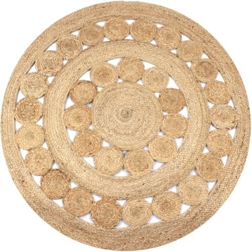 vidaXL Teppich Flechtmuster Jute 120 cm Rund