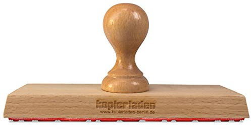 Großer Holzstempel 16x5 cm mit eigenem Text und Logo personalisieren - Stempel selbst gestalten mit eigenen Motiven - optional mit Stempelkissen