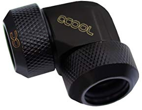 Alphacool 17444 Eiszapfen 13mm HardTube Compression Fitting 90° L-Connector for plexi- Brass Tubes (Rigid or Hard Tubes) - knurled - Deep Black WaterCooling Raccordi