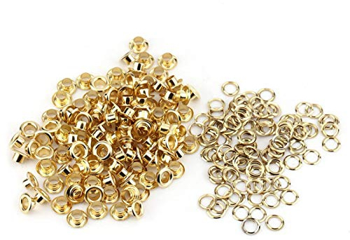 Universal 100pcs 5mm Loch Metallösen Ösen Ösenzange Öse für Lederhandwerk Karte Dekoration(Gold)
