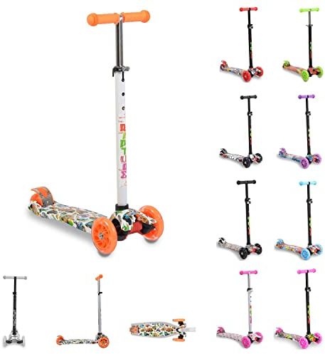 Byox barnscooter Rapture tillverkad av aluminium, vattenöverföringstryck, PU-upplysta hjul, färger: orange