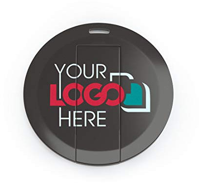 Possibox Memoria USB 4GB Personalizada Tarjeta USB Redonda con Logotipo/Texto - al por Mayor - USB 2.0 Negro, 50 Piezas