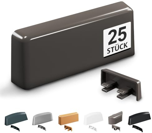 VOOXA 25St Wasserschlitzkappen für Schlitzen 20-34x5mm Graubraun RAL8019 | Standard-Typ für Schlitzfräsungen | passend für Fenster & Türen | einfache Montage