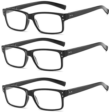 Suertree Lesebrille 3 Pack Brillen Scharnier Lesebrillen Sehhilfe Augenoptik Brille Lesehilfe für Damen Herren BM521 2.5X