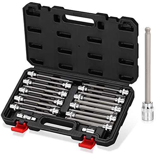 RIMKOLO Juego de llaves hexagonales de 3/8 pulgadas, 20 piezas SAE y métricas Allen de 3 mm a 10 mm y puntas de acero S2 de 1/8-3/8 pulgadas