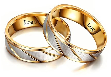 Personnalisé Anneau pour Couple Double Couleur Bande Motif Anneaux À L'intérieur Peut Gravé Personnalisé Promesse De Mariage Bagues De Fiançailles Titane Acier 6MM 4MM 6-13 # (Couple ring,1 PAIR)