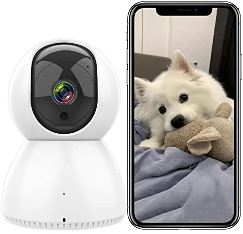 Telecamera IP Wi-Fi Supporto per Wi-Fi 2,4GHz & 5GHz, da Interno con Movimento PTZ 355°/90°, Audio a 2 vie e Visione Notturna IR. Rilevamento del Movimento e Compatibilità con Alexa & Google Home