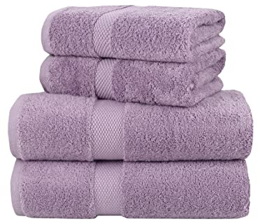 La Maison Handtuch-Set aus 100 % ägyptischer Baumwolle, 600 g/m², superweich, für den täglichen Gebrauch (Lavendel), 4-teilig