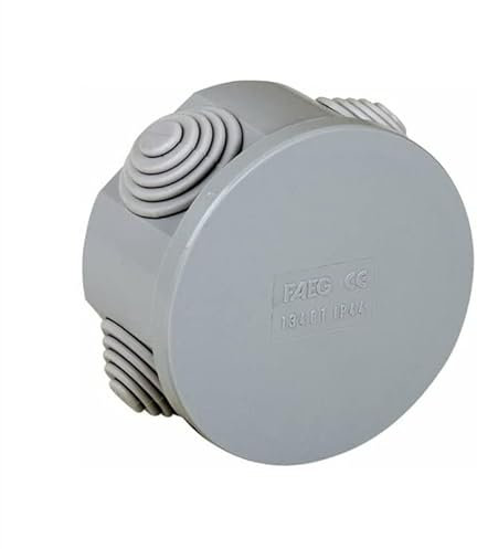 Scatola cassetta di derivazione 80x42 mm rotonda da esterno tenuta stagna grigio tonda impermeabile con passacavi