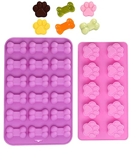 Silikon-Schokoladenformen, 10 Mulden und 18 Mulden, Hundepfoten- und Hundeknochenformen, wiederverwendbar, antihaftbeschichtet, Silikonformen für selbstgemachte Kuchen, Süßigkeiten, Gelee, Eiswürfel