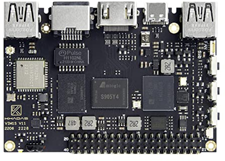 Khadas VIM1S SBC Computer, TV Boîte, Home Assistant Box DIY Domotique, Amlogic S905Y4, 2.0GHz Quad-Core Arm Cortex-A35 avec 32MB SPI Flash (2+16GB)