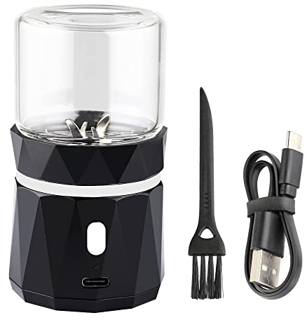 Mini Small Herb Grinder Electric, Spice Crusher With 2inx3.5inches 1.7oz/50ml Glass Jar, Portable Rechargeable Automatic