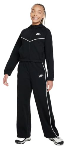 Nike Girl's Tracksuit G Nsw Hr Tracksuit Hd Fz, Black/Black/White/White, FD2948-010, XL