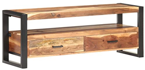 FIRBNUS TV-Schrank 120x35x45 cm Holz Kommode Wohnzimmer TV Cabinet Massivholz