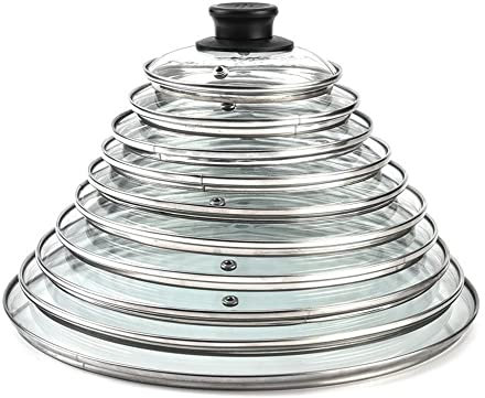 Tapa De Olla,Tapa De Cristal Con BotóN Frey PANS Tapa 38 cm Tapa de vidrio Manija Pot Sart Pan Poder Pot Funda Tapa Manija Wok Pan Tapa Acero inoxidable Freying Pan Funda (Color : 36cm)