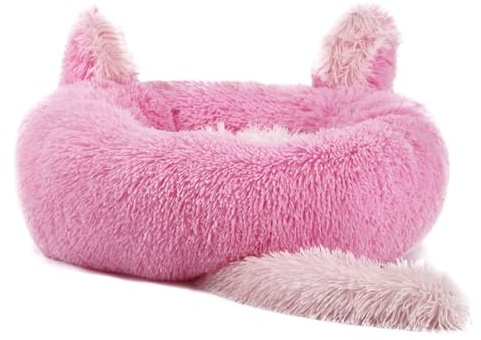 DOTBUY-SHOP Niedliche Ohren Hundebet Katzenbett, Hundekissen Grosse Hunde Kissen, Plüsch-Hundekorb Hundebett Waschbar, für Welpe, Katzen, Kätzchen, Haustiere (40cm,Rosa)