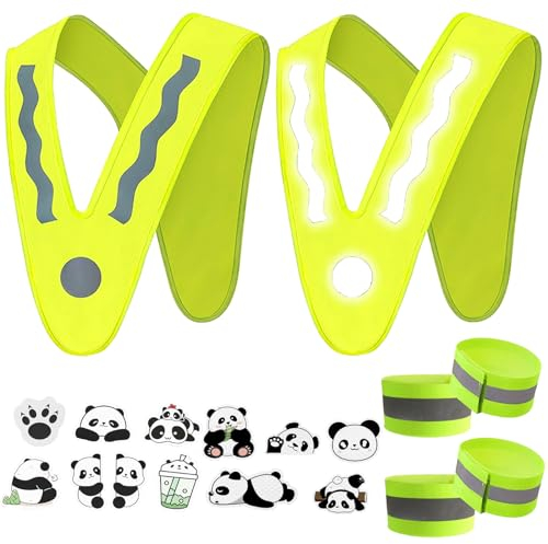 BDSHUNBF 2 Stück Sicherheitsweste Reiten,Warnweste Kinder Leichte, Leuchtweste Reflektorweste,4 Reflektorband,V-Form Signalkragen Warnschutzweste für Kinder Fahrrad Warnwesten Auto Kinderwarnweste