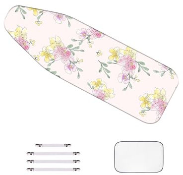 WTAIS Extra Large - Copriasse da Stiro 150x60cm, Ispessito - Design 2 in 1 Peach Blossom Pattern Eccellente permeabilità al Vapore - ASSE Stiro Coperture, con Fissaggio