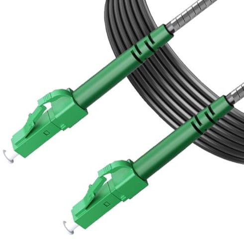 Elfcam® - 20m Câble à Fibre Optique en Acier Blindé, Convient aux Installations Extérieur et Intérieur, LC/APC à LC/APC Simplex Monomode Noir 3,0mm (20M)