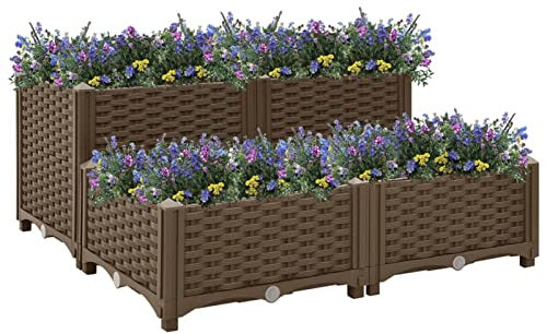ARKEM Lit surélevé 80x80x38 cm Polypropylène,Bordure Pierre,Kit Gabion,Gabion Jardiniere