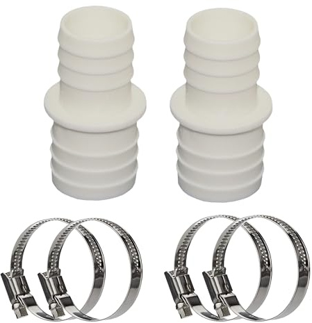 HAF 2X Schlauchverbinder mit 32mm x 38mm | Schlauchtülle x Schlauchtülle | Verbinder inkl. 4 Edelstahlschellen | Adapter aus weißem Polypropylen | PN2,5 für Poolfittings, Poolschlauch & Filteranlage