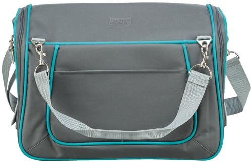 TRIXIE Hunde-Transporttasche Vicky, klein – 40 × 27 × 28 cm, grau/türkis | Komfortable Tasche zum sicheren Tragen – angenehm gepolstert, ideal für unterwegs, Auto und kurze Reisen
