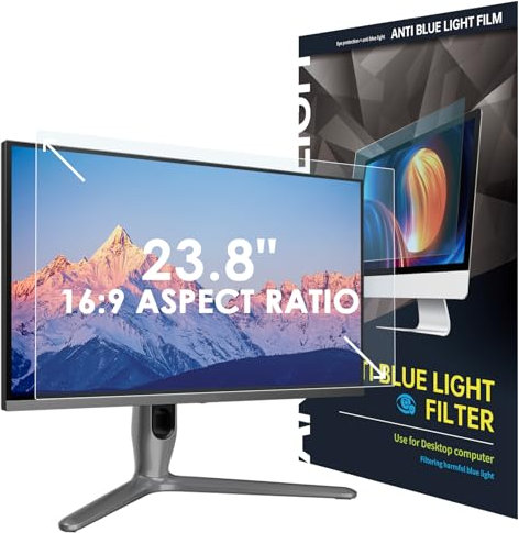 LAMA 23.8 Inch Blue Light Blocking Screen Protector, WxH: 528mm x 297mm, 16:9, Universal Computer Monitor Screen Filter, Anti Blue Light, Anti Glare, Anti-UV, Eye Protection, Reduce Eye Strain