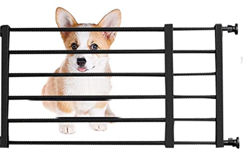 Puerta Extensible para Perros, Valla para Perros, Puerta Retráctil de Baja Seguridad para Cachorros Y Mascotas Fácil Instalación Rejilla, Valla Interior para Dormitorio Baño Sal(negro2)
