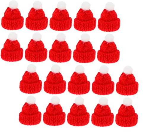 Toyvian Rot Mini StrickmüTzen, 20Stück Kleine Mini Strickmütze Hüte Zum Basteln Hüte Stoff StrickmüTzen FüR Festliche Handwerksarbeiten Festliche PartyhüTe DIY Dekorationen