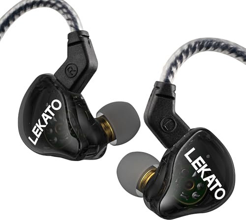 LEKATO Cuffie H5 In Ear Monitor Auricolari Hifi IEM ibridi Cavo staccabile 2Pin 1BA+1DD Auricolari da gioco cablati Isolamento acustico professionale con bassi profondi (senza microfono)